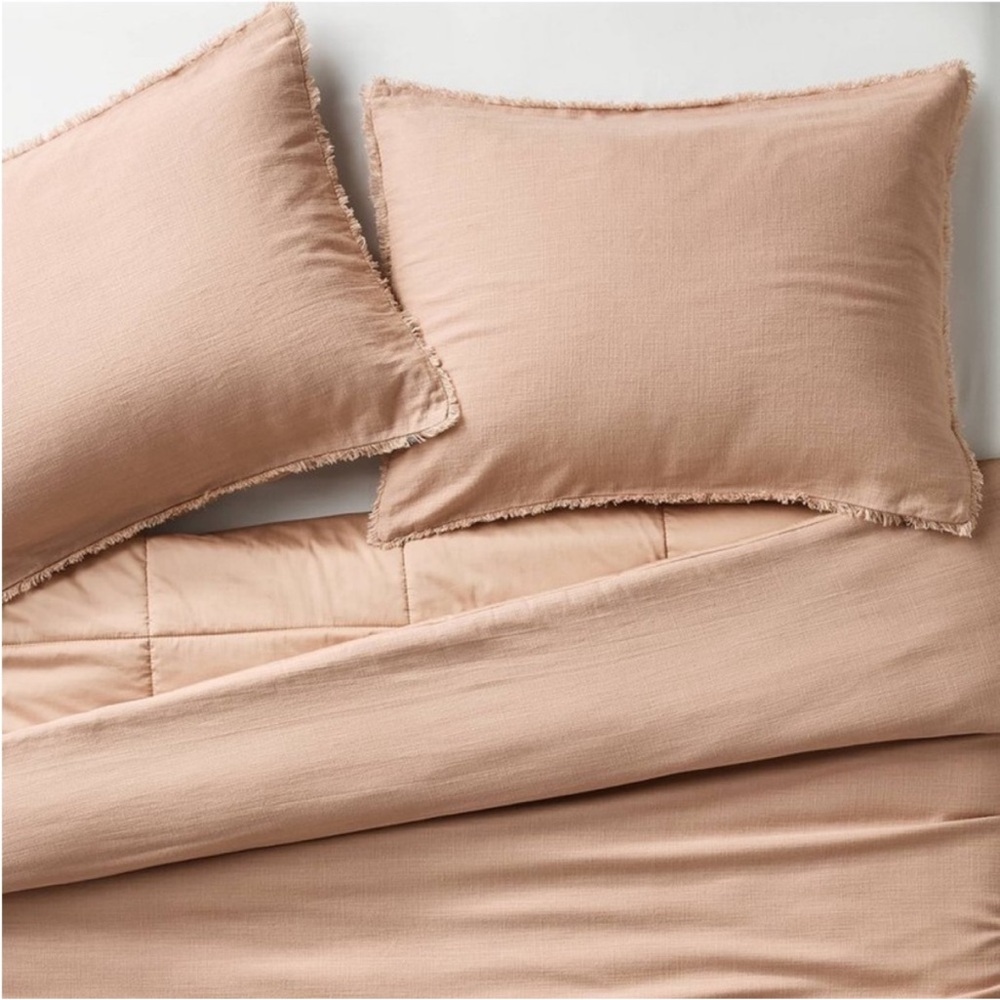 NWT Full/Queen Heavyweight Linen Blend Comforter and Sham Set Light Adobe Clay - Picture 4 of 6